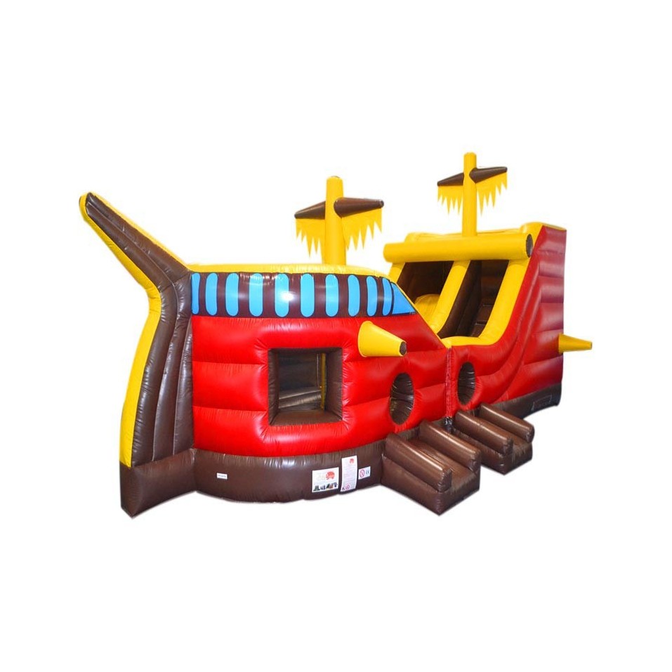 Red Pirate Ship Inflatable Slide