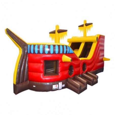 Red Pirate Ship Inflatable Slide