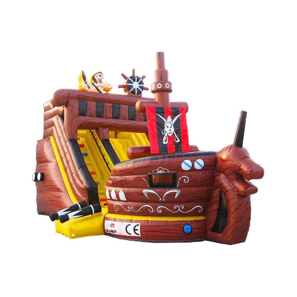 Brown Pirate Ship Inflatable Slide