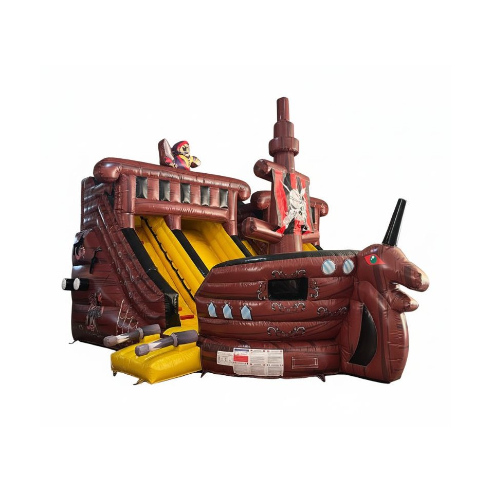 Brown Pirate Ship Inflatable Slide-cover Brown Pirate Ship Inflatable Slide - 54-cover