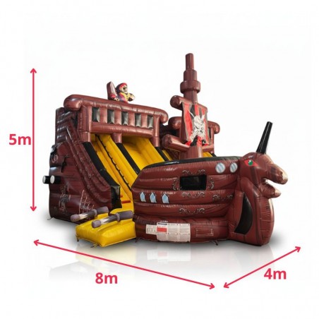 Brown Pirate Ship Inflatable Slide - 27286 - 1-cover