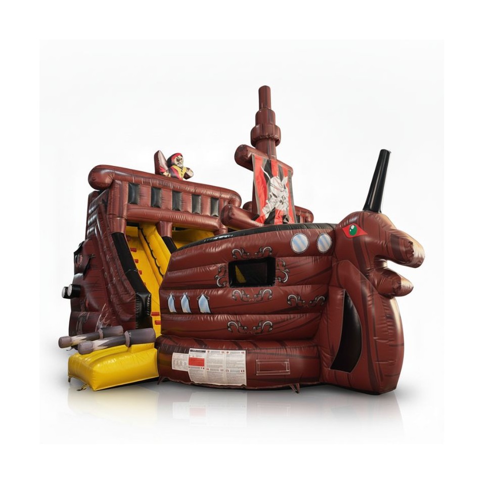 Brown Pirate Ship Inflatable Slide - 27287 - 2-cover Brown Pirate Ship Inflatable Slide - 27287 - 2-cover